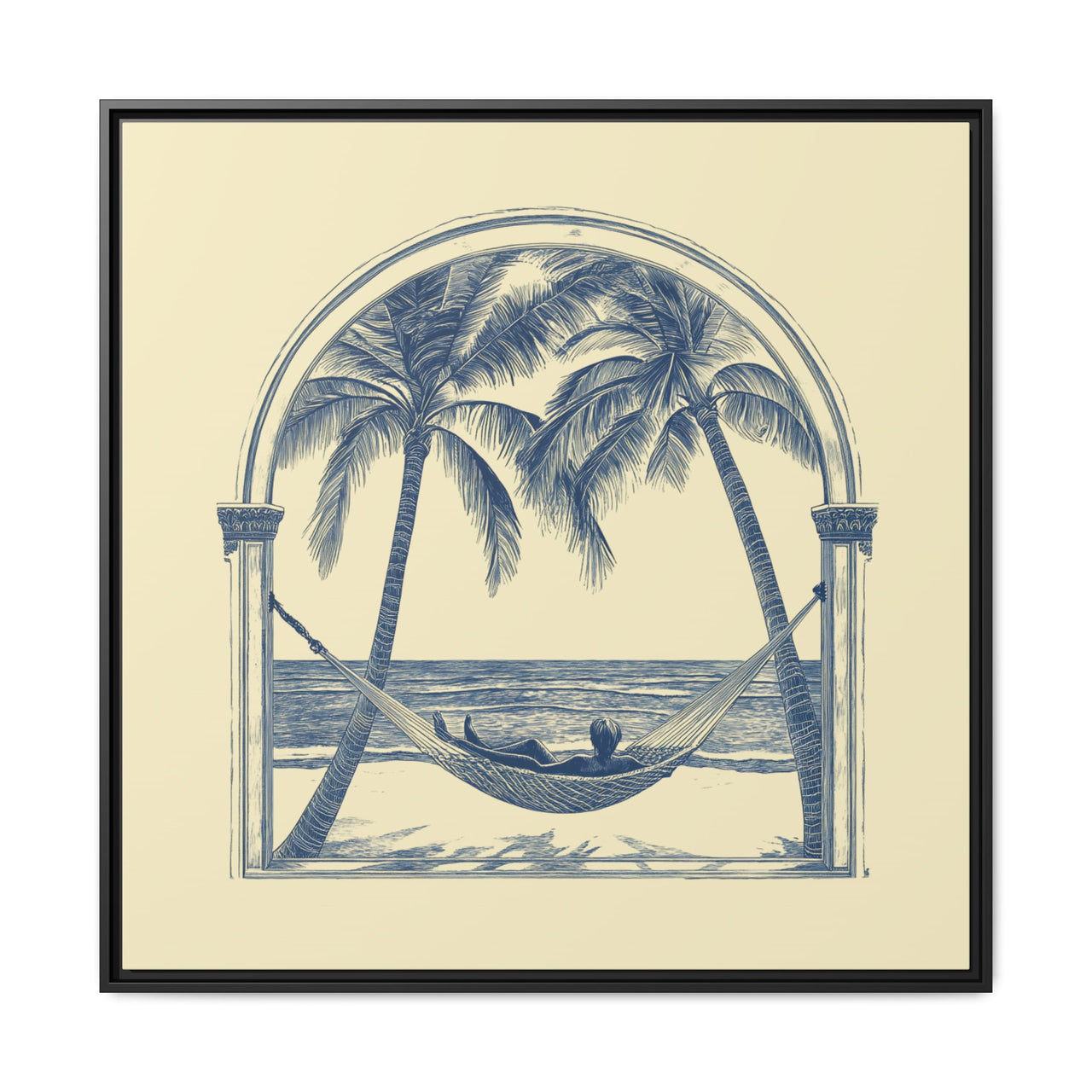 Palm Retreat Hammock Canvas Wall Art with Frame