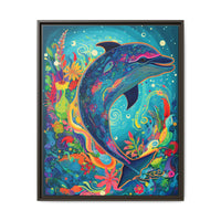 Thumbnail for Ocean Bloom Dolphin Canvas Wall Art with Frame