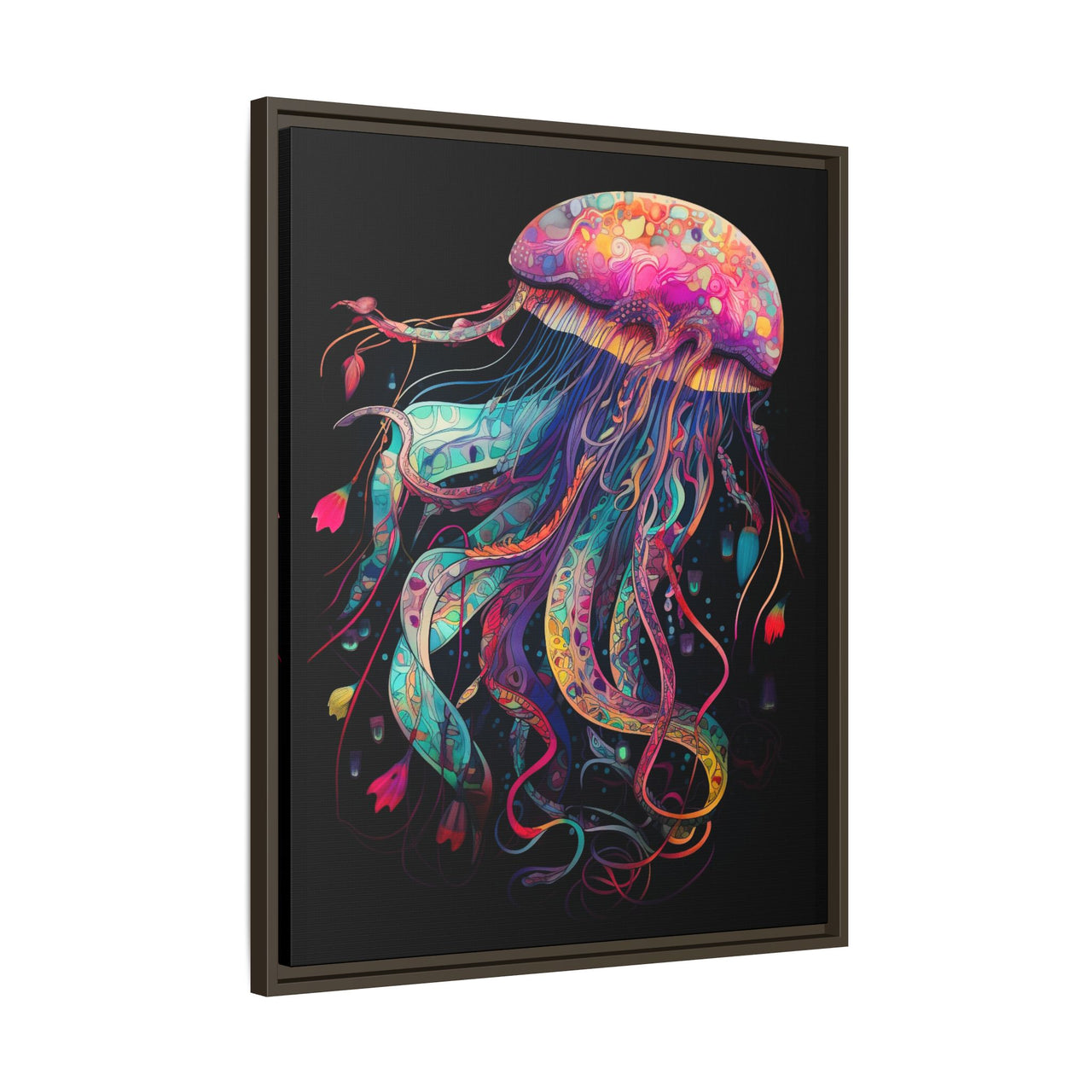 Celestial Drifter Jellyfish Canvas Wall Art with Frame