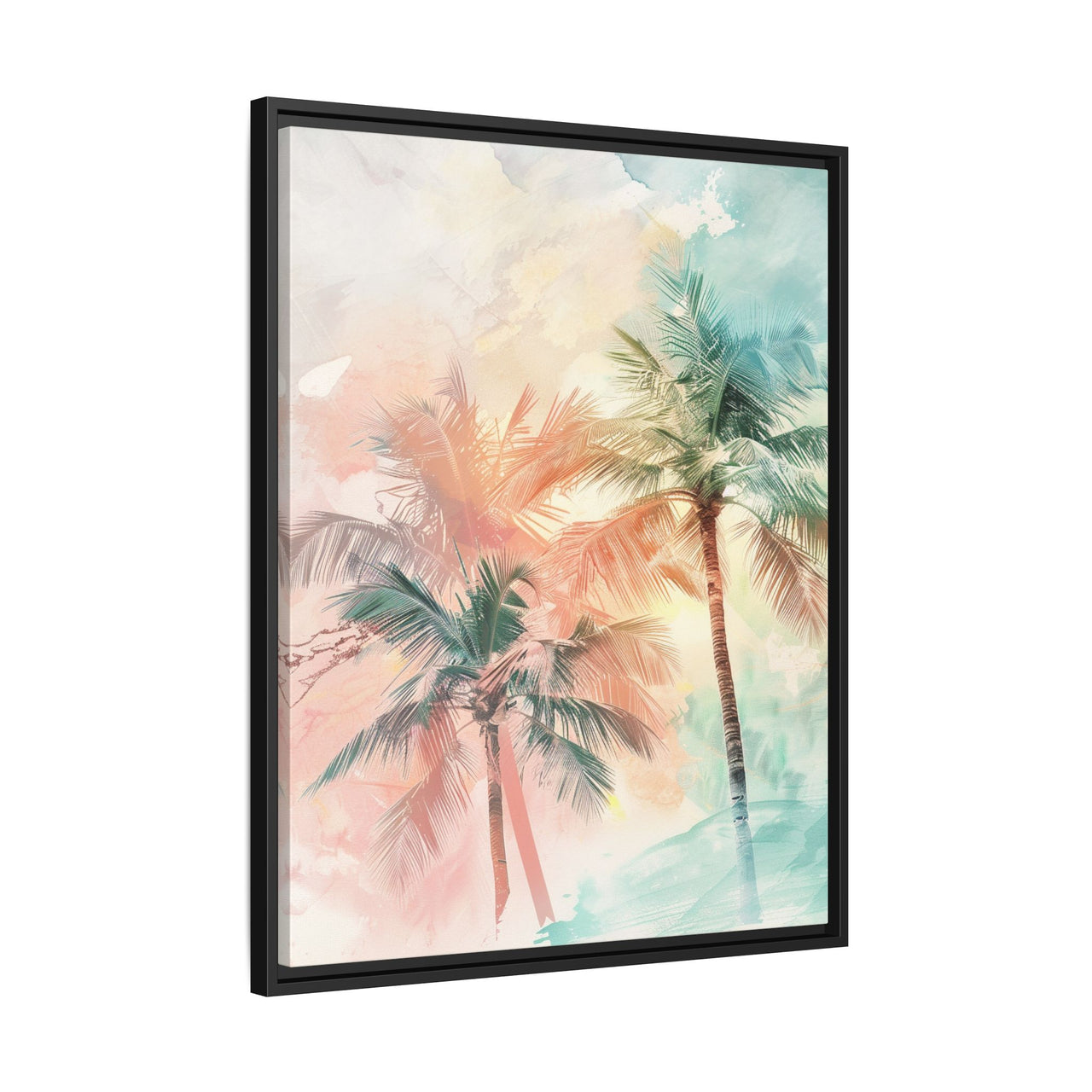 Palm Glow Canvas Wall Art with Frame