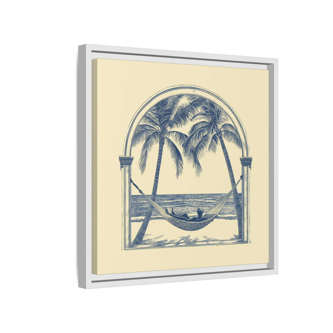 Palm Retreat Hammock Canvas Wall Art with Frame