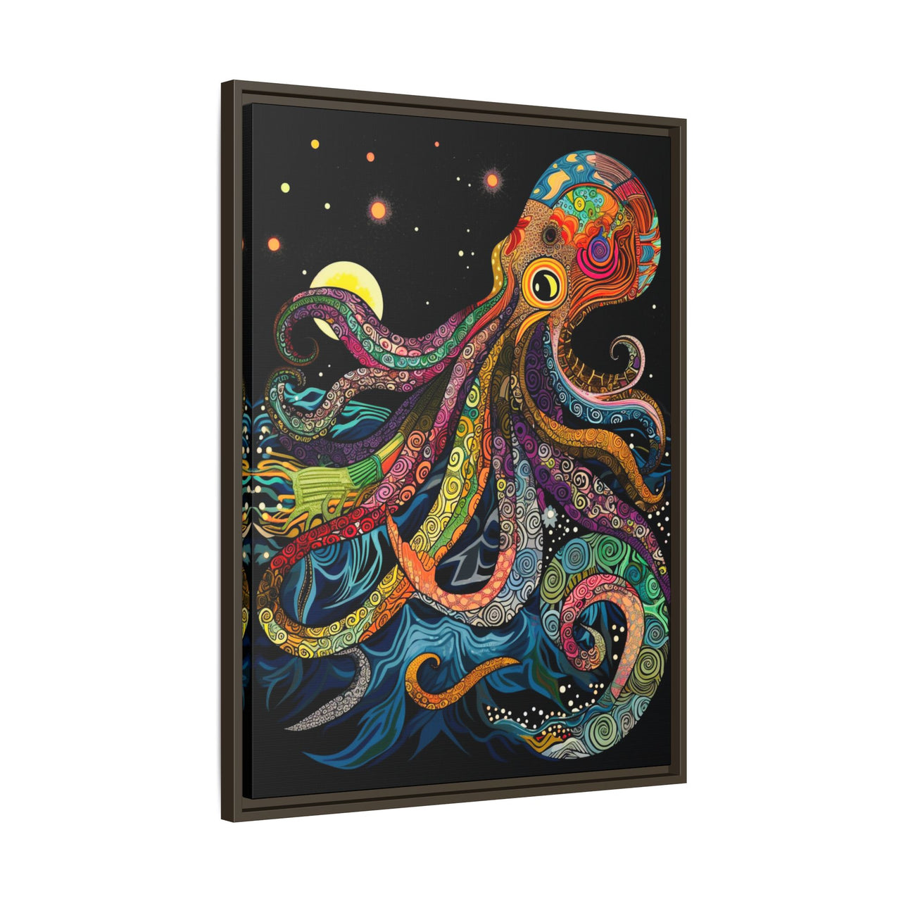 Midnight Depths Octopus Canvas Wall Art with Frame