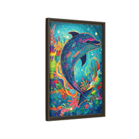 Thumbnail for Ocean Bloom Dolphin Canvas Wall Art with Frame