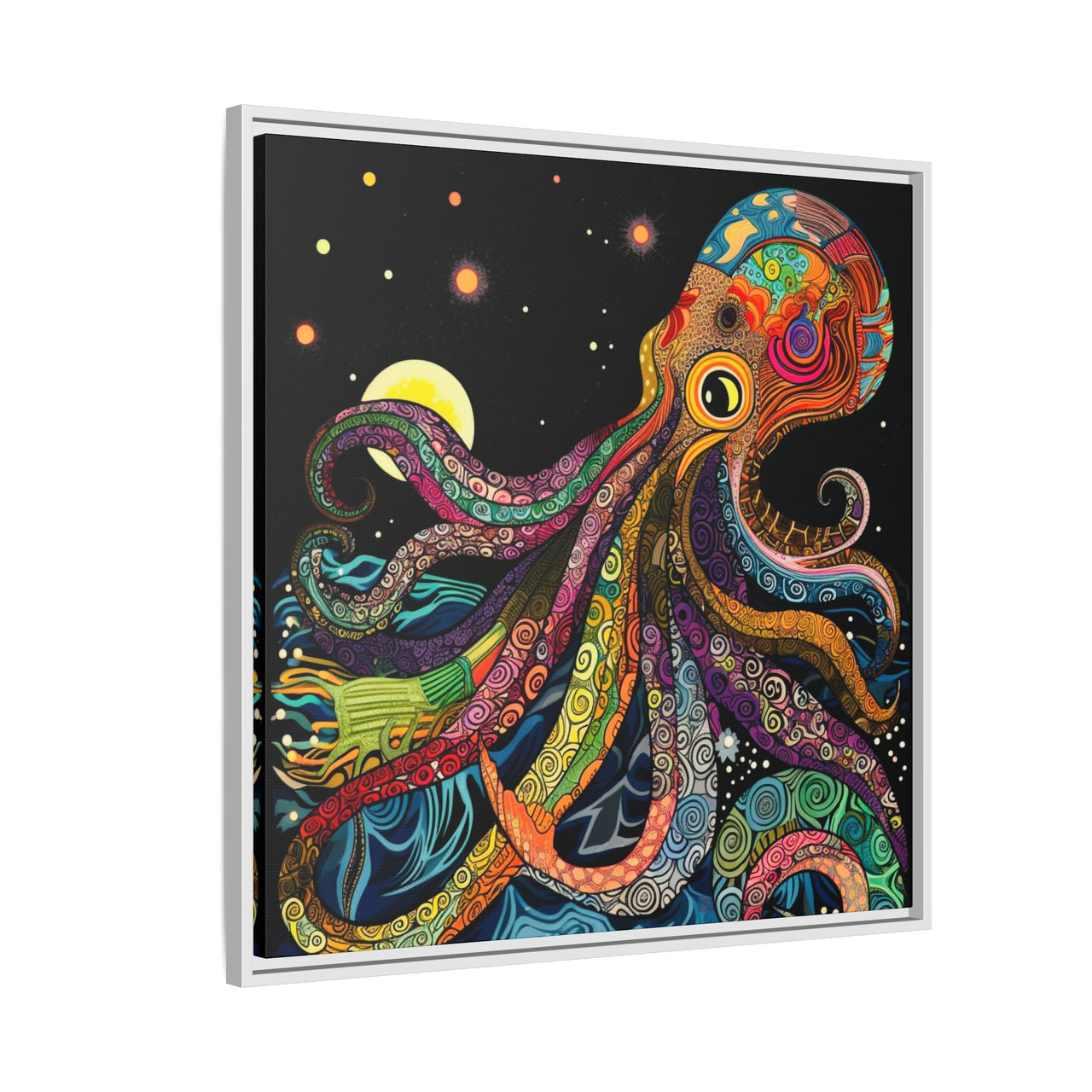 Midnight Depths Octopus Canvas Wall Art with Frame