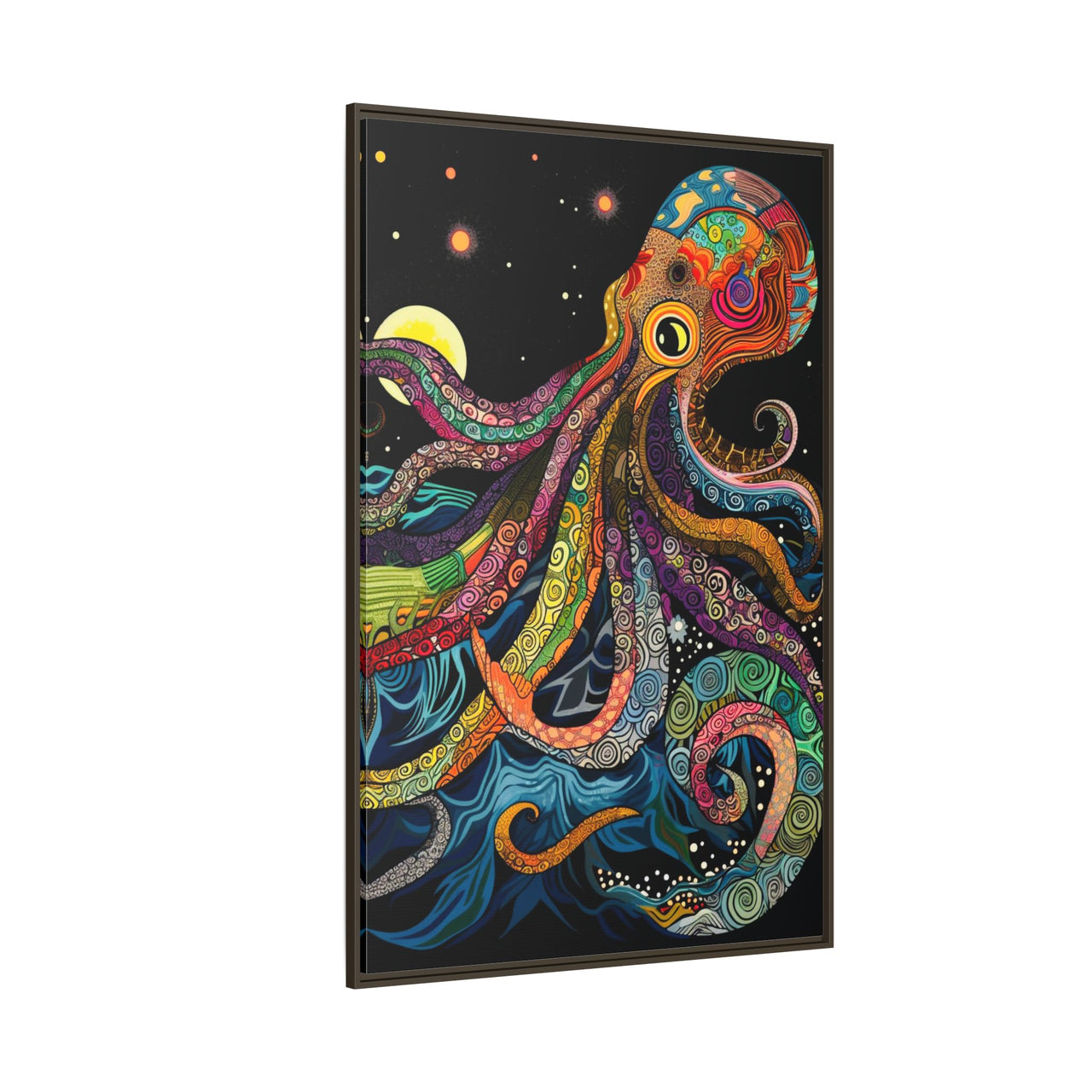 Midnight Depths Octopus Canvas Wall Art with Frame