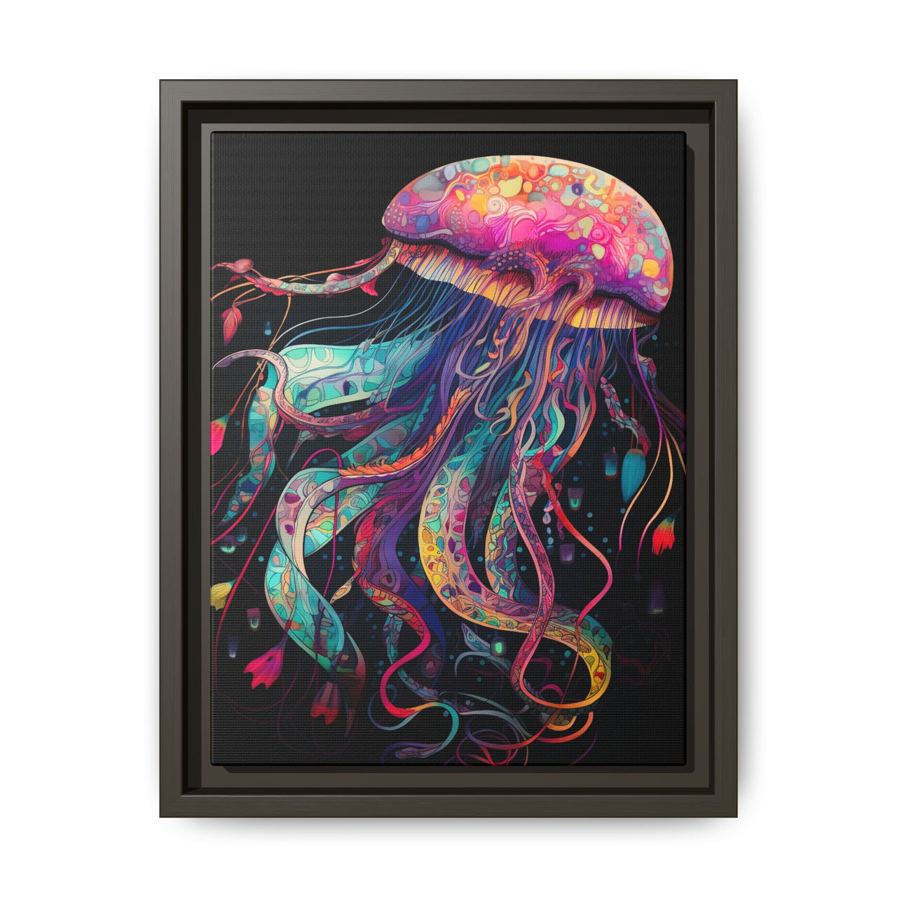 Celestial Drifter Jellyfish Canvas Wall Art with Frame