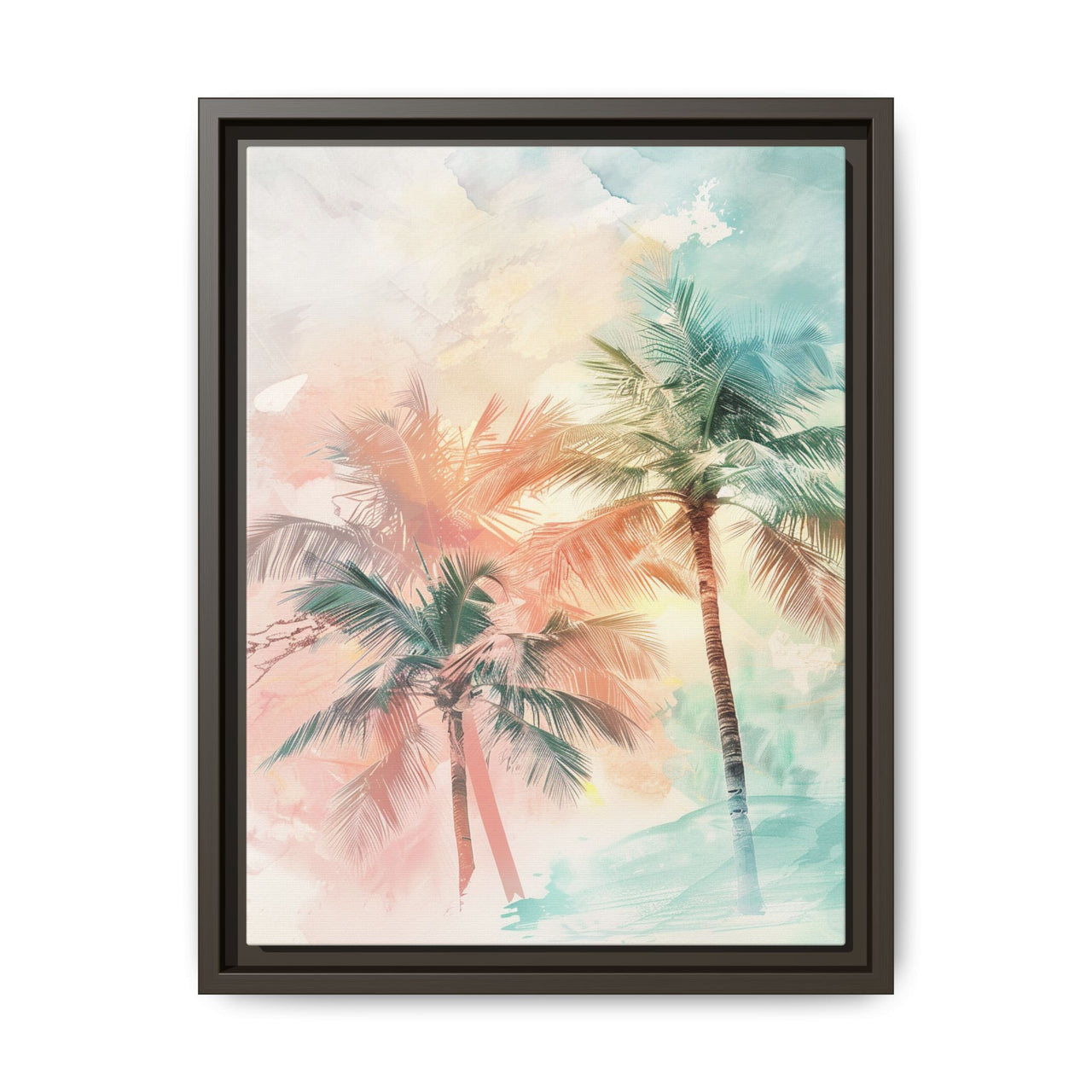 Palm Glow Canvas Wall Art with Frame