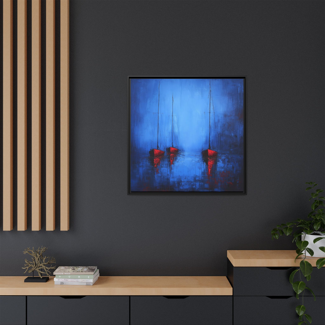 Nocturne at Sea Matte Canvas Wall Art with Frame