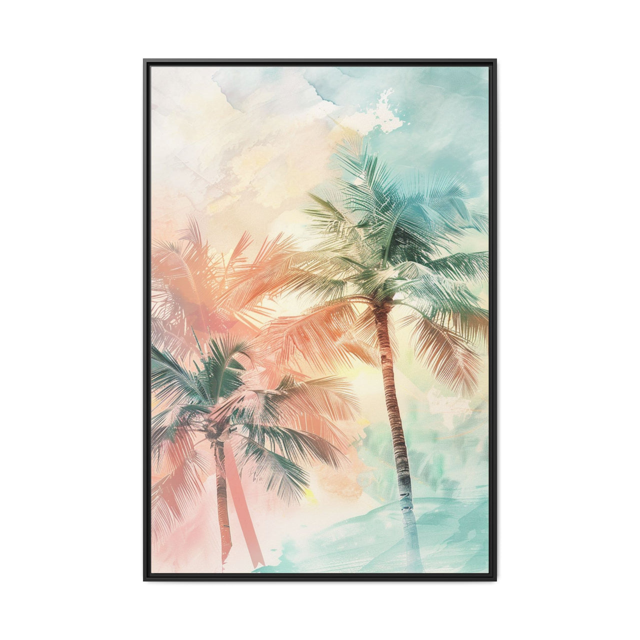 Palm Glow Canvas Wall Art with Frame
