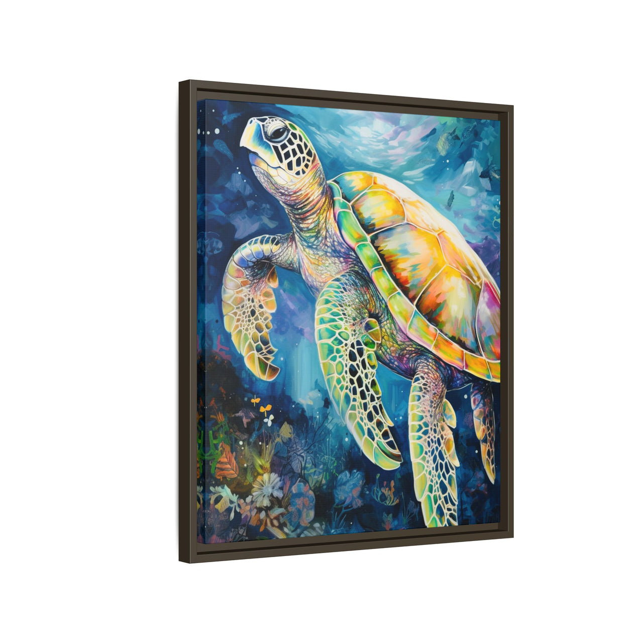 Gliding Turtle Canvas Wall Art with Frame