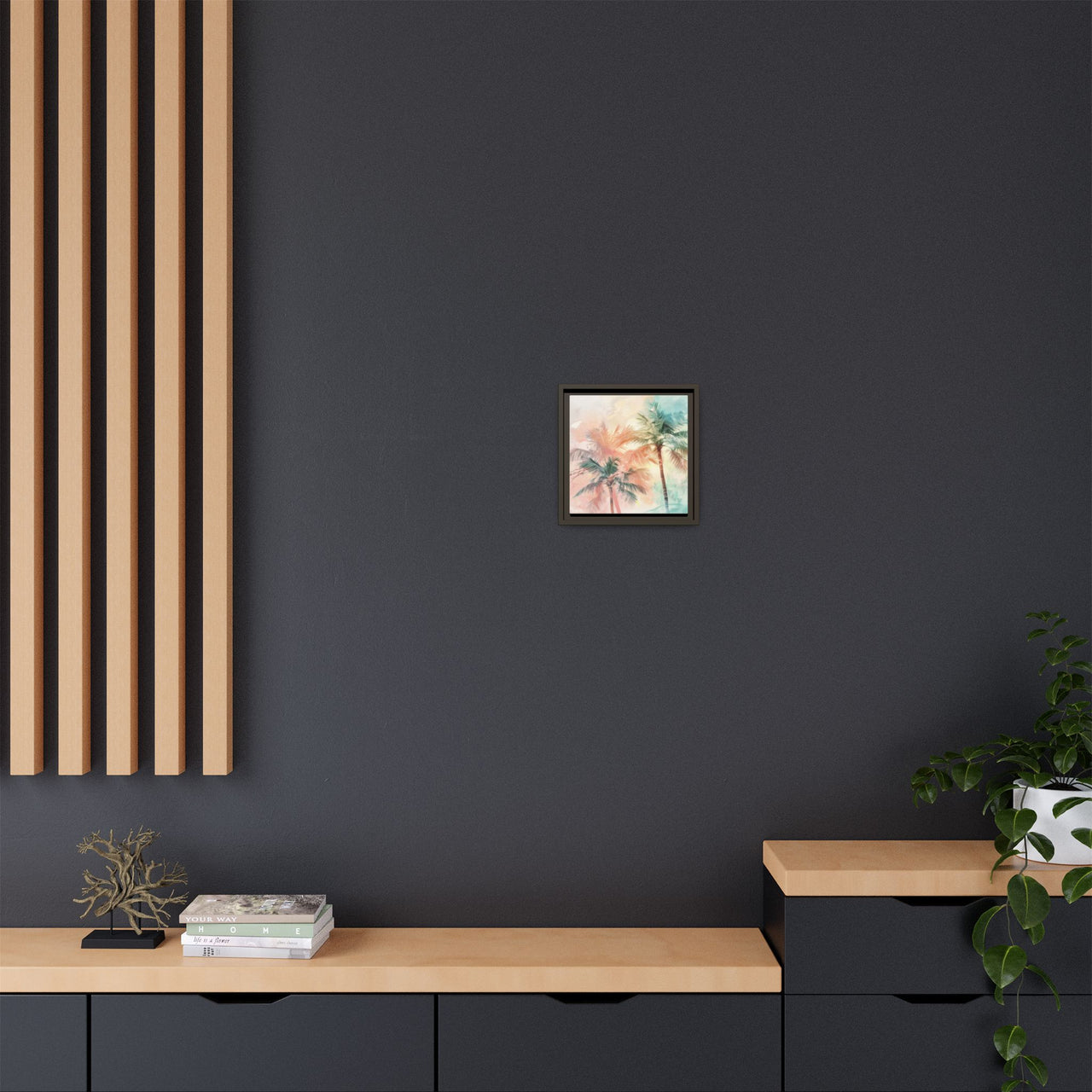 Palm Glow Canvas Wall Art with Frame