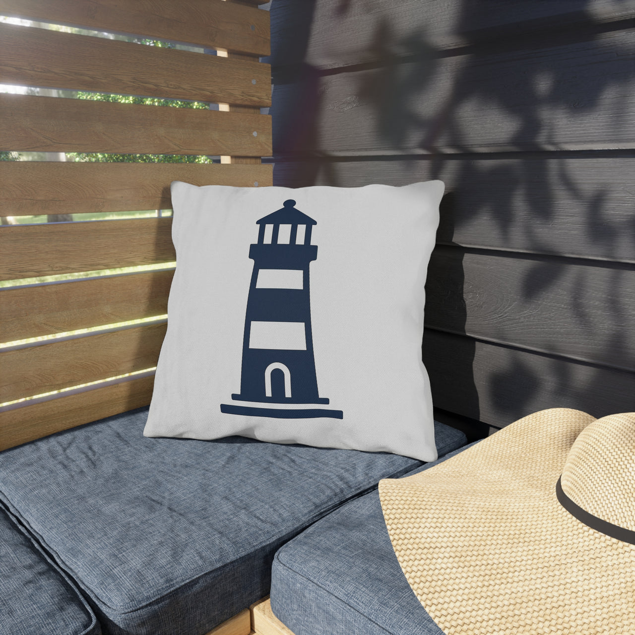Oceanview Lighthouse Outdoor Throw Pillow