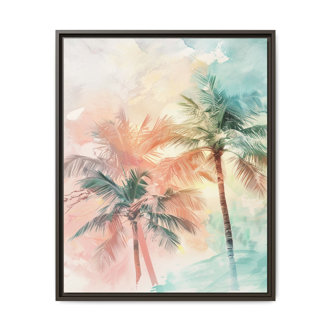 Palm Glow Canvas Wall Art with Frame