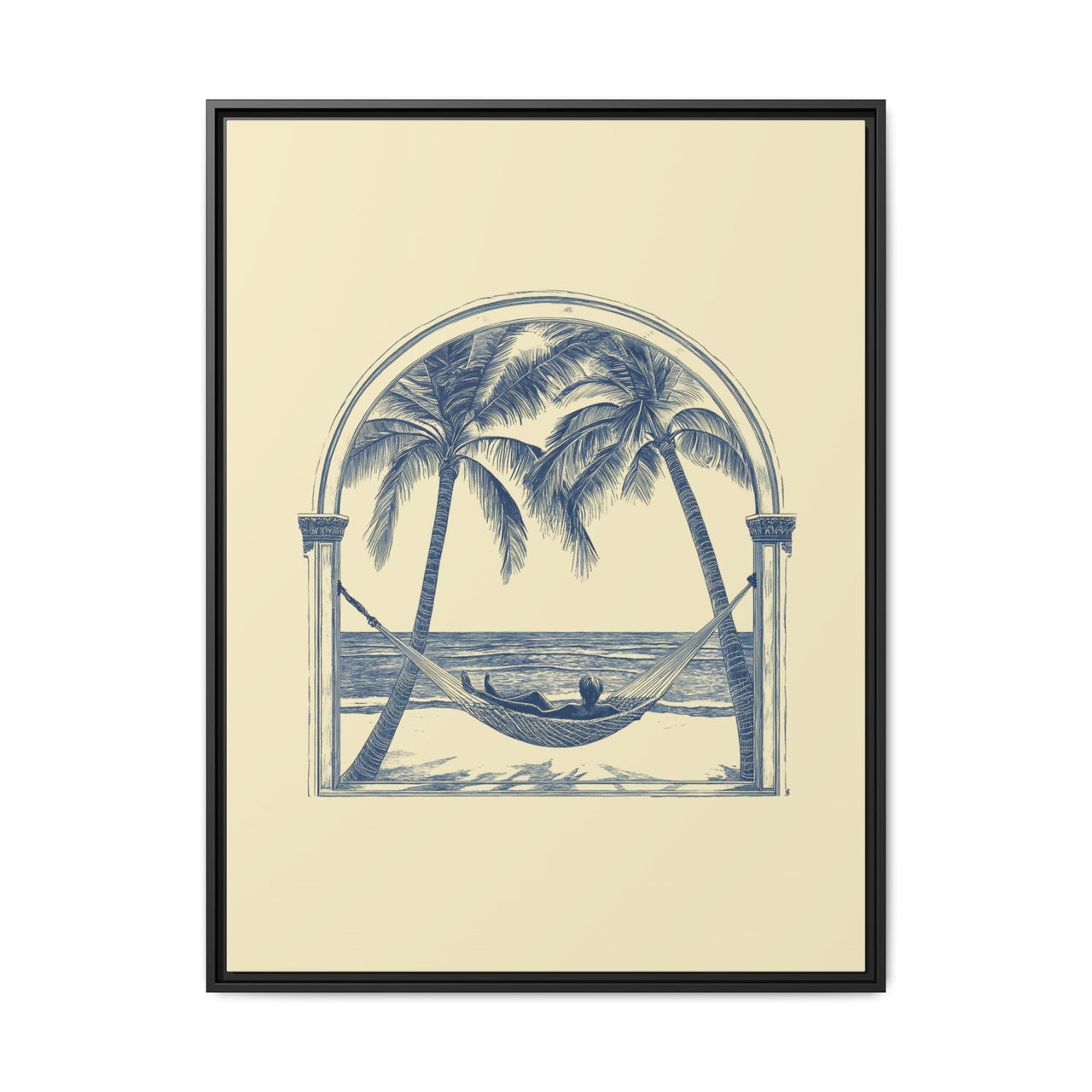 Palm Retreat Hammock Canvas Wall Art with Frame