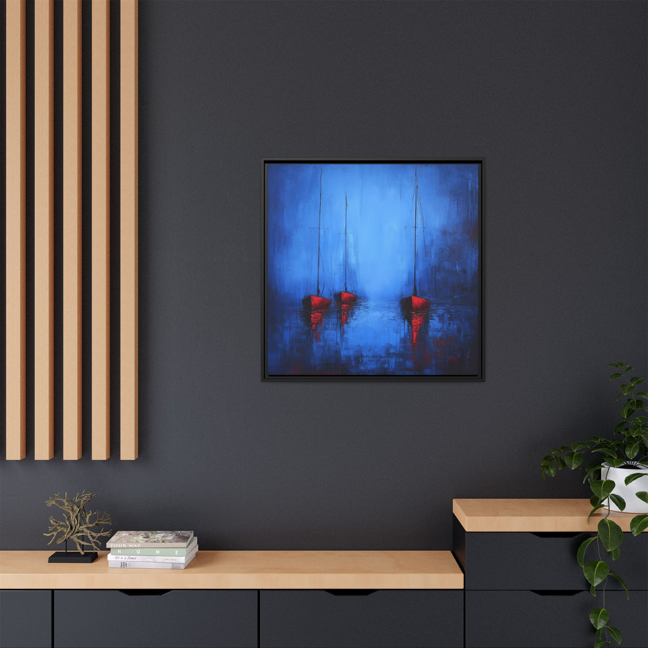 Nocturne at Sea Matte Canvas Wall Art with Frame