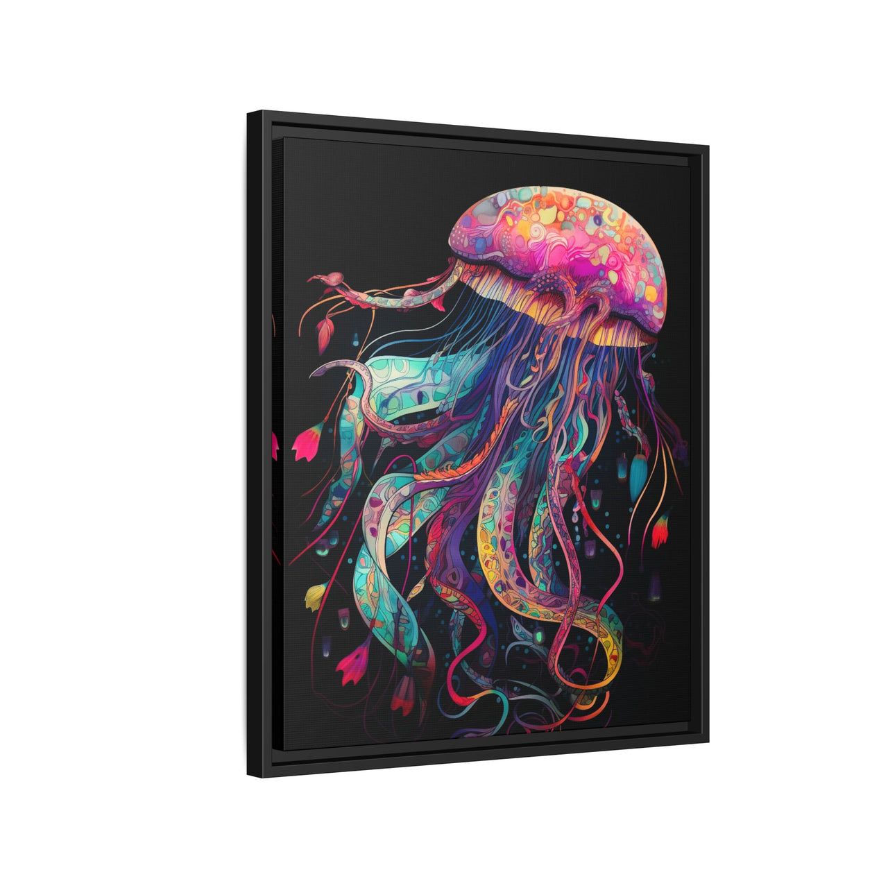 Celestial Drifter Jellyfish Canvas Wall Art with Frame