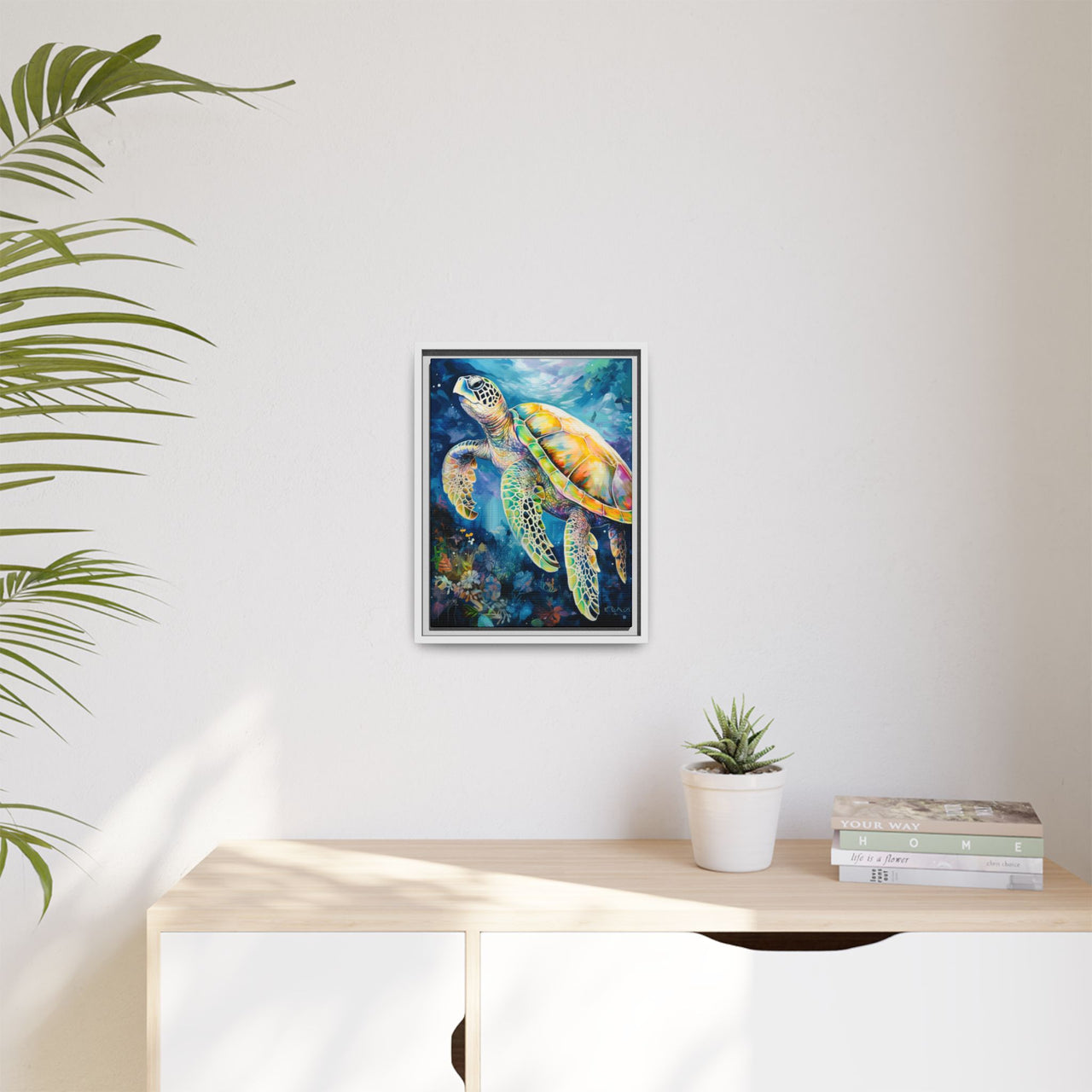 Gliding Turtle Canvas Wall Art with Frame