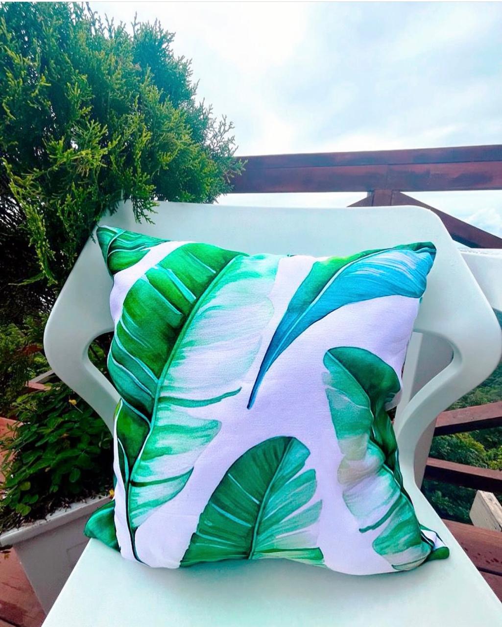 Tropical Banana Leaf Outdoor Throw Pillow