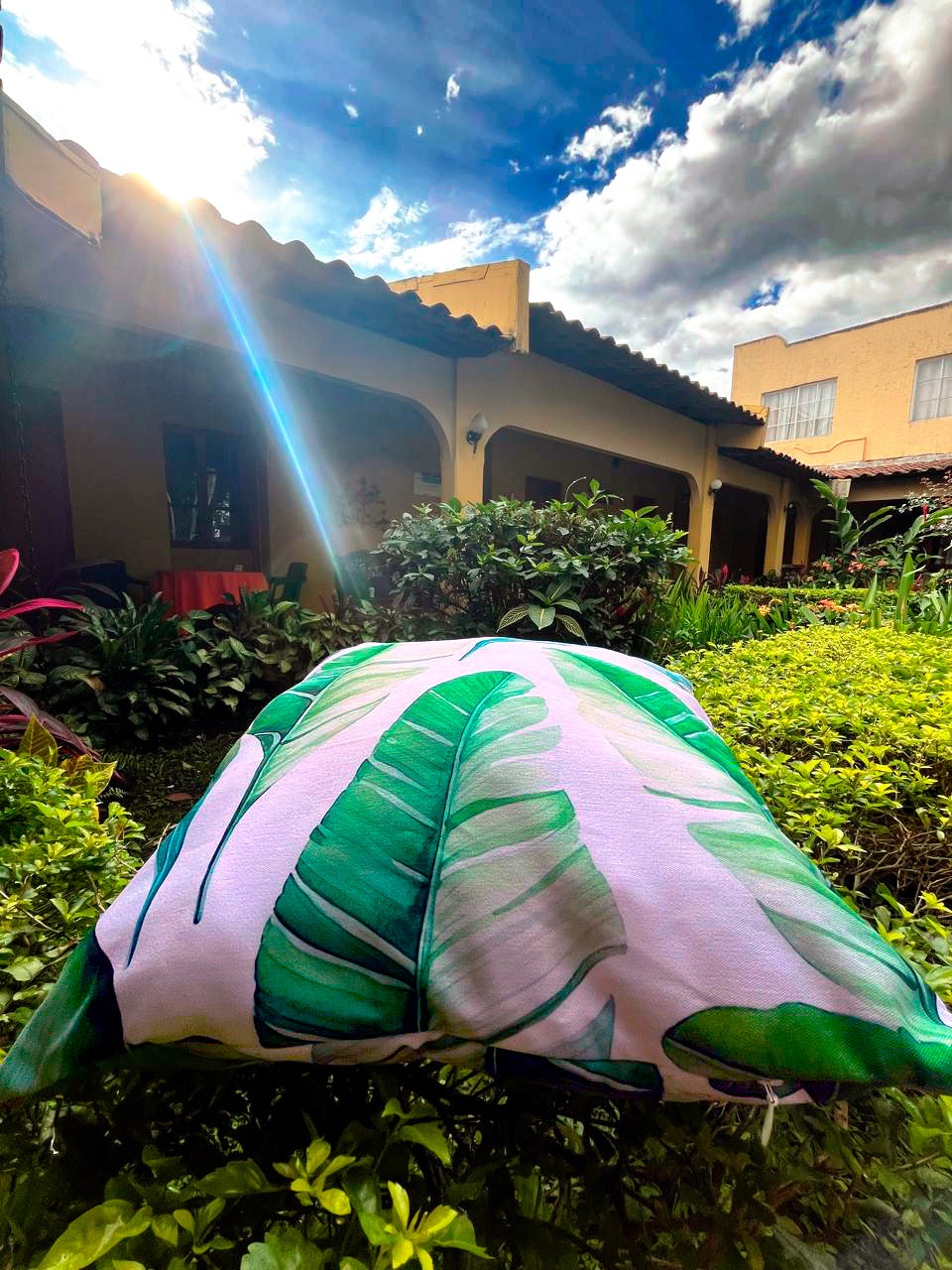 Tropical Banana Leaf Outdoor Throw Pillow