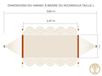 Thumbnail for Dessin d'un hamac à barre du Nicaragua fait main L avec mesures détaillées une couleur