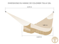 Thumbnail for Dessin d'un hamac colombien fait main XXL avec mesures détaillées