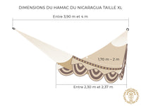 Thumbnail for Dessin d'un hamac du Nicaragua fait main XL avec mesures détaillées