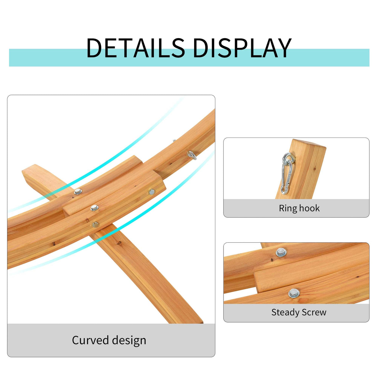 3 Metre Wooden Hammock Stand Universal Outdoor Garden Accessory-4