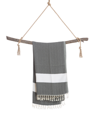 Thumbnail for ZAYA Hammam Towel, Beach Towel, Pestemal - Black / White-2