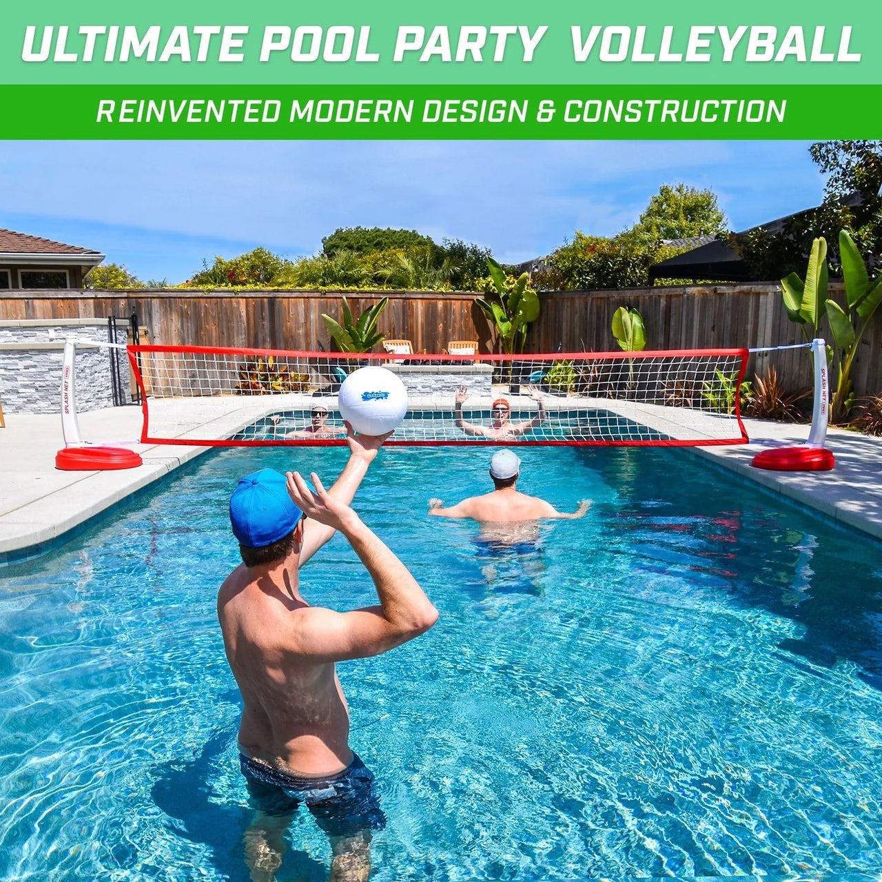 GoSports AquaSpike Pro Pool Volleyball Set - Red