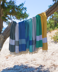 Thumbnail for ZAYA Hammam Towel, Beach Towel, Pestemal - Black / White-3