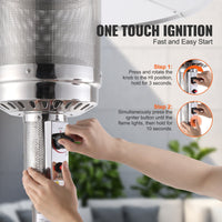 Thumbnail for Propane Patio Heater 50000BTU Tall Hammered w/Wheels Outdoor Silver Gray-2