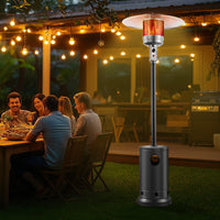 Thumbnail for Propane Patio Heater 50000BTU Tall Hammered w/Wheels Outdoor Silver Gray-0